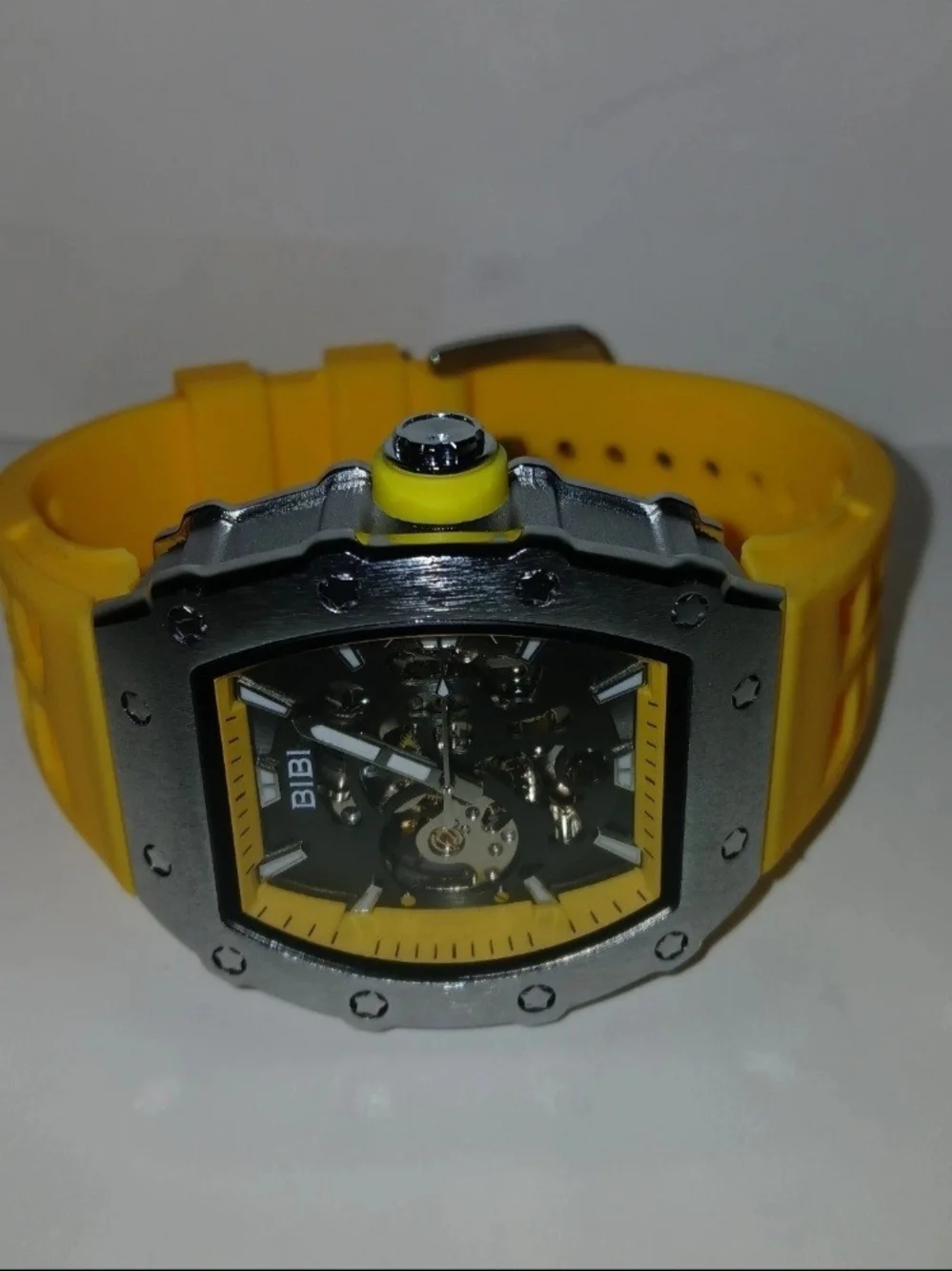 BiBi Yellow Skeleton Dial Sport Watch